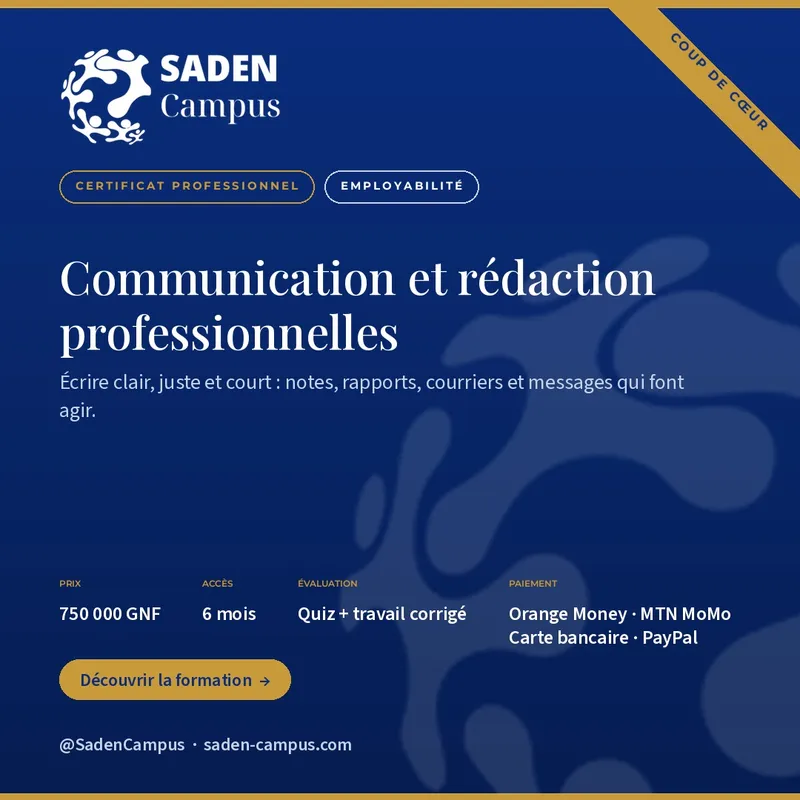 Communication et rédaction professionnelles — visuel de la formation